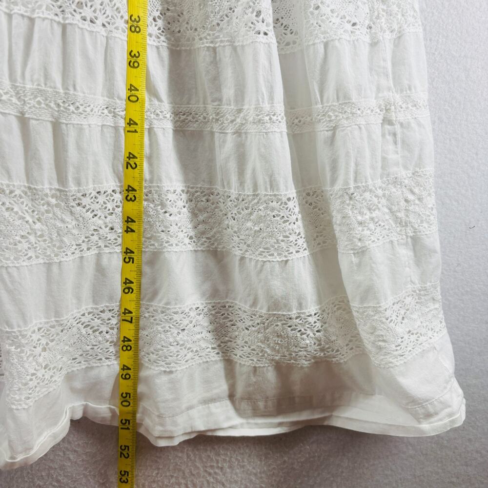 LOVESHACKFANCY Dress Petite Edie Voile Pintuck Lace Trim Cover Up Cotton White - Picture 13 of 14